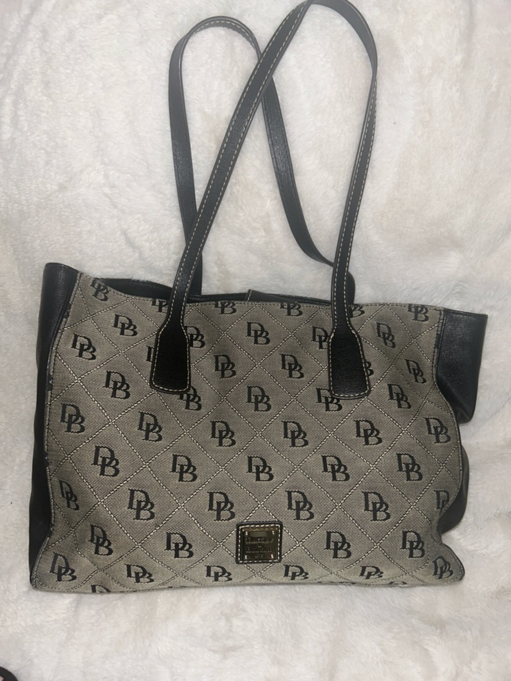 Dooney & Bourke Black Trim Tan Logo Tote